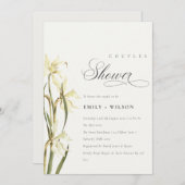 Élégant blanc Daffodil Couples Invitation douche (Devant / Derrière)