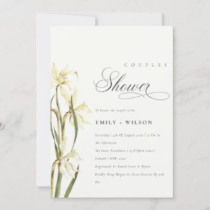 Élégant blanc Daffodil Couples Invitation douche