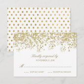 Elégant blanc et or Confetti Polka-Dots RSVP (Devant / Derrière)