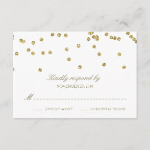 Elégant blanc et or Confetti Polka-Dots RSVP