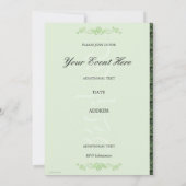 Elégant blanc et orange en vert Invitation (Dos)