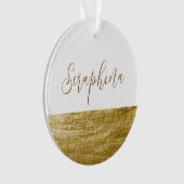 Elégant blanc & Faux Gold Leaf Monogramme Noël (devant)