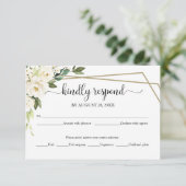 Elégant blanc floral géométrique mariage RSVP cart (Debout devant)