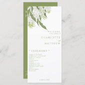 Élégant blanc Floral Moss Green Wedding Programme (Devant / Derrière)