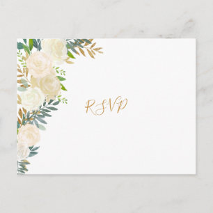Elégant blanc floral or mariage rsvp carte réponse