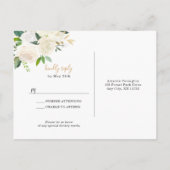 Elégant blanc floral or mariage rsvp carte réponse (Dos)