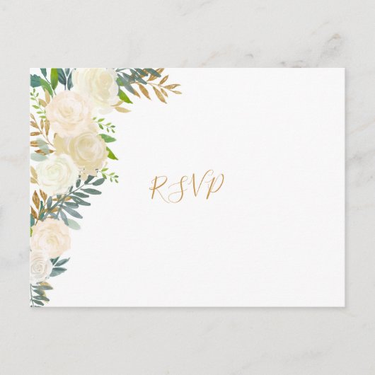 Elégant blanc floral or mariage rsvp carte réponse (Devant)