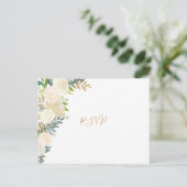 Elégant blanc floral or mariage rsvp carte réponse (Debout devant)