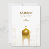 Élégant blanc | Gold Dome Carte de voeux islamique (Devant)