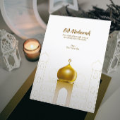 Élégant blanc | Gold Dome Carte de voeux islamique