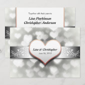 élégant blanc gris noir couleurs faire-part de mar (Devant / Derrière)