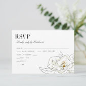 Elégant blanc Magnolia Illustration Mariage RSVP (Debout devant)