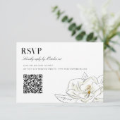 Elégant blanc Magnolia Mariage QR Code RSVP (Debout devant)