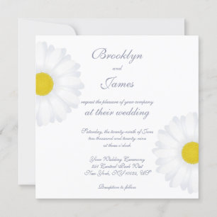 Elégant blanc marguerite Carré invitations de mari