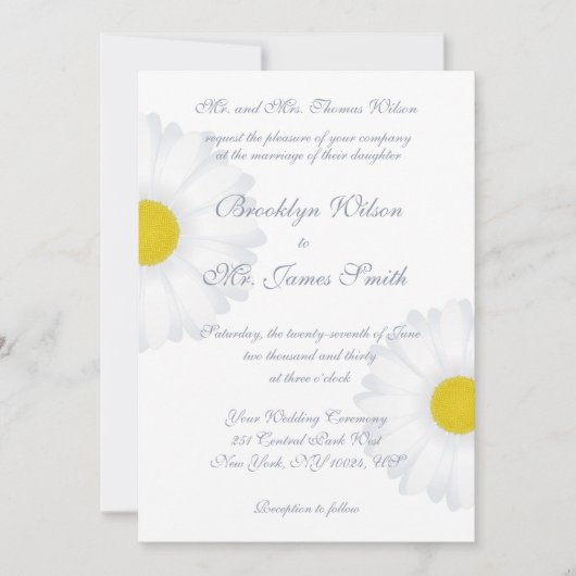 Elégant blanc marguerite florale invitations maria (Devant)