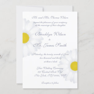 Elégant blanc marguerite florale invitations maria