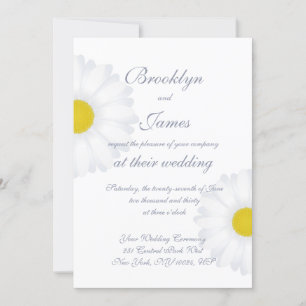 Elégant blanc marguerite florale invitations maria