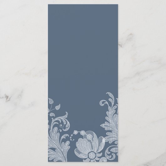 Elégant blanc mauve bleu dentelle fleurie Menu Mar (Dos)