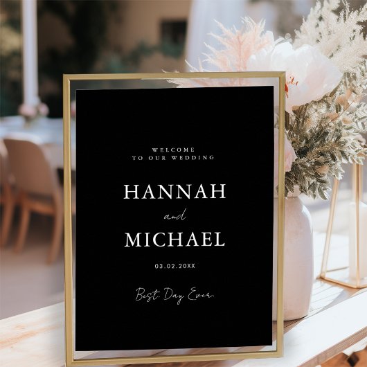 Élégant, blanc, minimaliste Mariage Accueil Poster