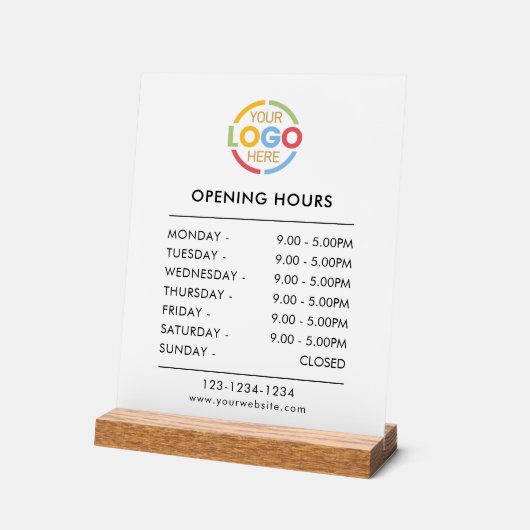 Élégant blanc moderne | Heures d'ouverture du logo (Angle)