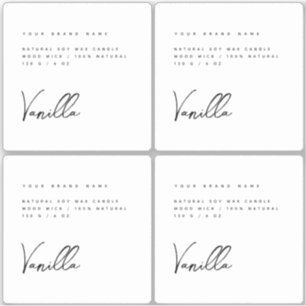 Élégant blanc noir bougie produit étiquette