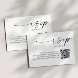Elégant blanc noir QR Code Mariage carte RSVP