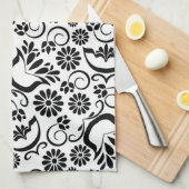 Élégant blanc noir serviette à fleurs (Quart Plié)