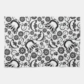 Élégant blanc noir serviette à fleurs (Horizontal)
