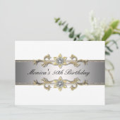 Elégant Blanc Or 50e anniversaire Invitation Cinqu (Debout devant)