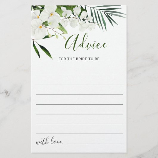 Elégant blanc Orchidées Bohème carte de conseil nu (Devant)