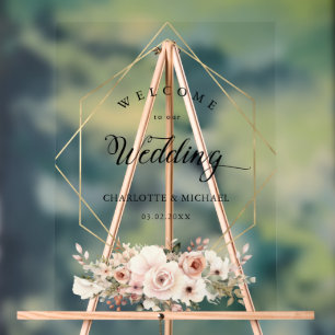 Élégant, Blanc, Pastel, Fleur, Géométrique Mariage