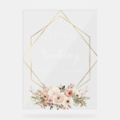 Elégant, Blanc, Pastel, Fleur, Mariage géométrique (Recto)