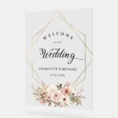 Elégant, Blanc, Pastel, Fleur, Mariage géométrique (Angle)