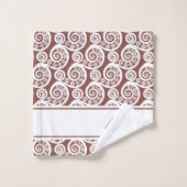 Élégant blanc rose Monogramme Fern Frond Fils (Gant de toilette)