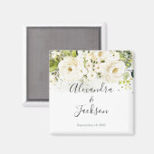 Élégant blanc Rose & or Cursive Mariage Magnet (Recto/Verso)