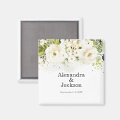 Élégant blanc Rose & Or moderne Mariage Magnet (Recto/Verso)