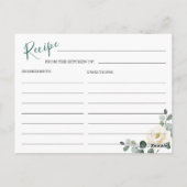 Elégant blanc Roses Fête des mariées Recette Carte (Dos)