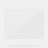 Élégant blanc Script acrylique Mariage Affiche de  (Recto)