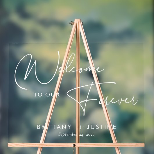 Élégant blanc Script acrylique Mariage Affiche de  (Neutre)