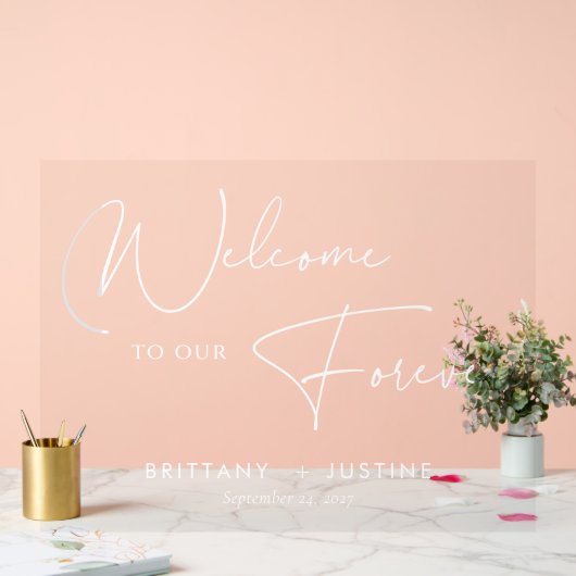 Élégant blanc Script acrylique Mariage Affiche de  (Mariage)