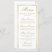 Elégant Blanc Script Gold Menu Mariage chic (Devant / Derrière)