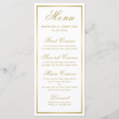 Elégant Blanc Script Gold Menu Mariage chic (Devant)