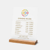 Élégant blanc simple | Heures d'ouverture du logo  (Angle)
