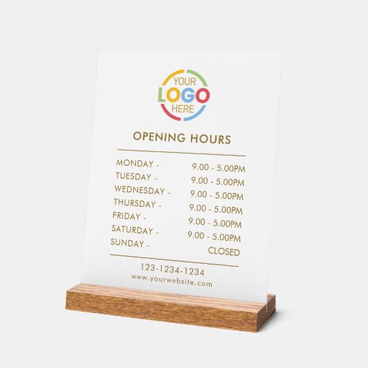 Élégant blanc simple | Heures d'ouverture du logo  (Angle)