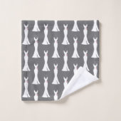 Elégant blanc sur gris - Motif élégant (Gant de toilette)