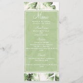 Elégant Blanc Vert Tropical Feuille Menu Mariage (Devant)