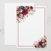 Elegant Blank Bloemen Bruiloft Kaart (Voorkant / Achterkant)