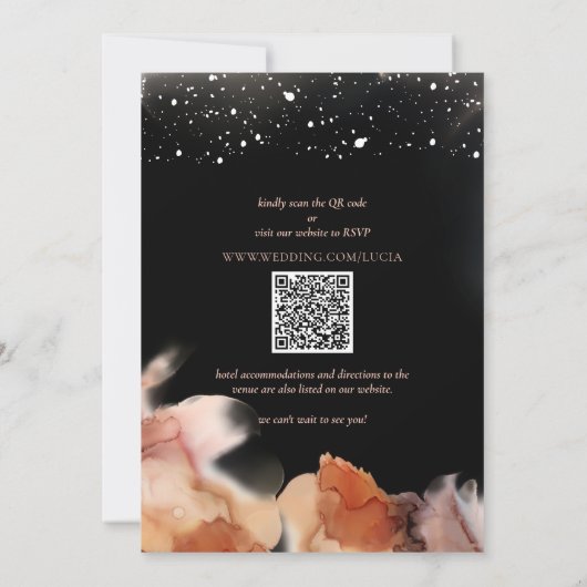 Elegant blank en Oranje inktweddenschap Kaart (Achterkant)