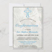 Elegant Blau Kruis Marmer Jongens Bevestiging Kaart (Voorkant)