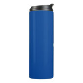 Elegant blauw aangepaste tekstmonogram thermosbeker (Gedraaid links)